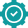Teal circular badge icon with a cogwheel edge and a central shield-like mark, representing security certification.